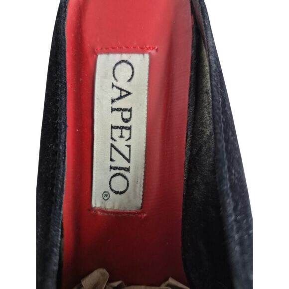 VTG 80s Capezio Black Velvet Holiday Mules Heels Holiday Themed Sz 9 - Picture 5 of 9